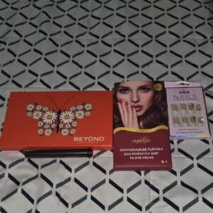 Orange Makeup Palette Gift Set Pallet Eyelashes ,Nails, Lip Stick